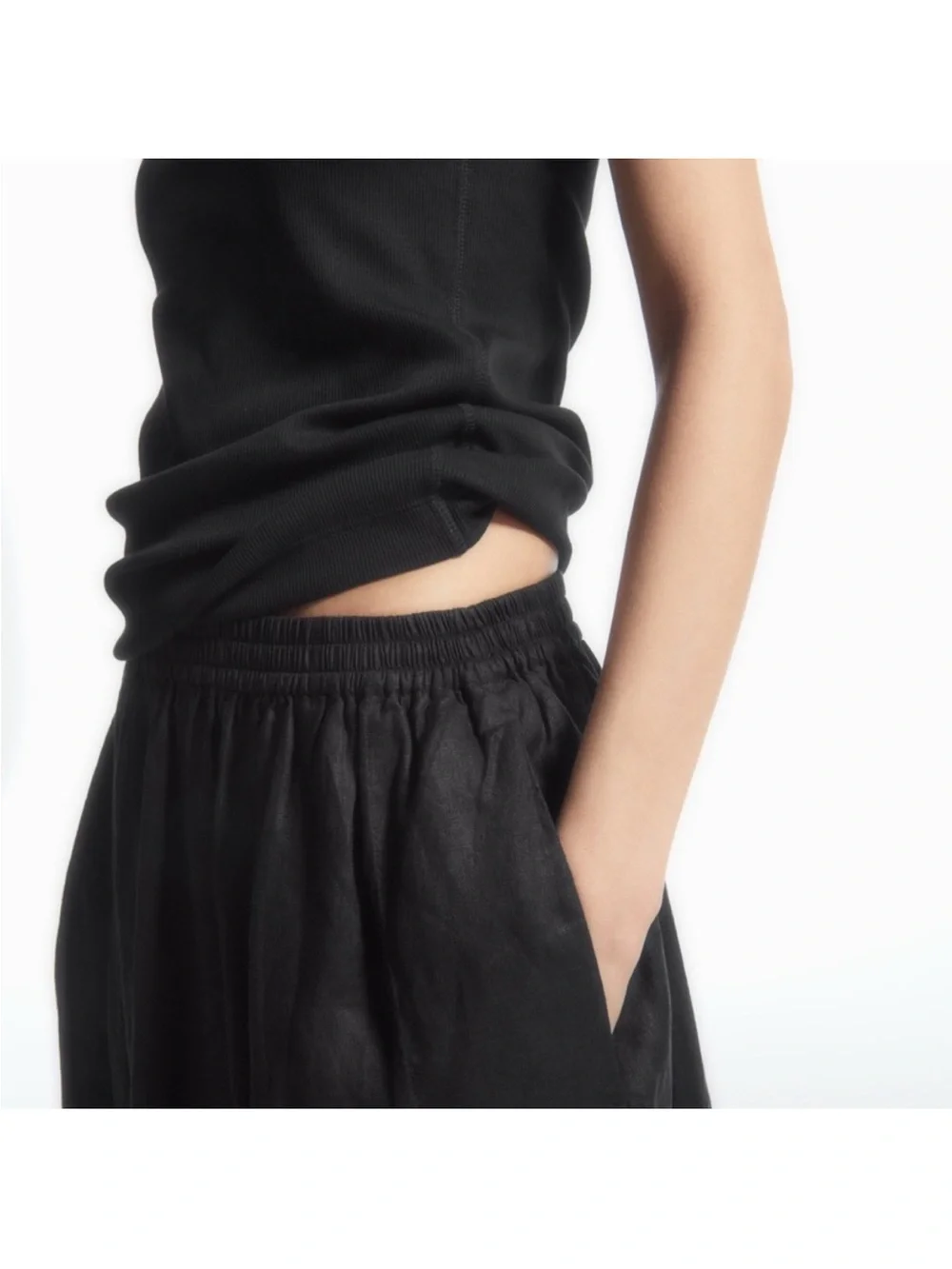 COS Black A-Line Linen Maxi Skirt size 10 NWT Lagenlook coastal classic